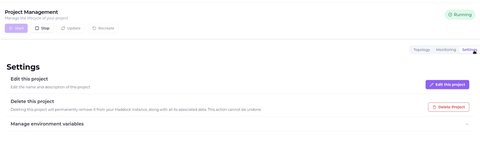 Image of the delete project button