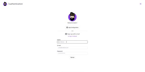 Image of the signup page
